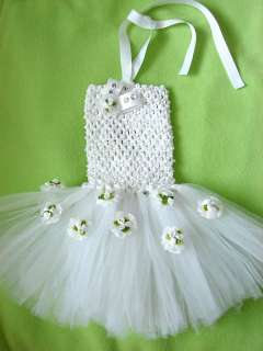 items flower baby tutu dress headband & bow girl  