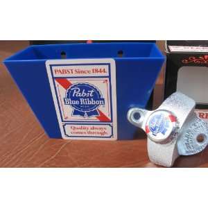 Pabst Blue Ribbon Beer Bottle Opener / Card & Bottle Cap Catcher NEW 