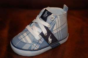 Baby Shoes Ralph Lauren Layette.Blue Plaid6wks 3mo  