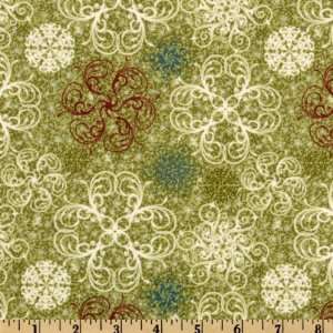   Scrolls Green Fabric By The Yard mark_lipinski Arts, Crafts & Sewing