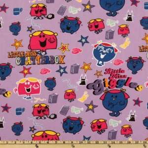 43 Wide Mr. Men & Little Miss And Little Miss Giggle Flannel Purple 