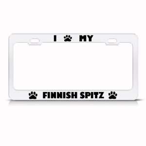  Finnish Spitz Dog White Animal Metal license plate frame 