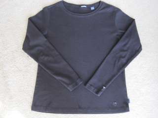 IZOD Black 100% Cotton Long Sleeve Top T Shirt Blouse Small S Sm 