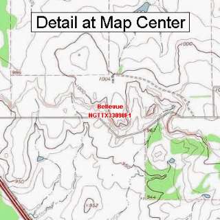  USGS Topographic Quadrangle Map   Bellevue, Texas (Folded 