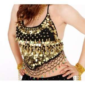 BellyRose Belly Dancing Gold Sequined Bra Top With Pad, Belly Dancing 