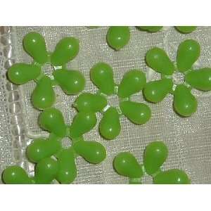  Vintage Plastic Lime Anemone Flower Beads 