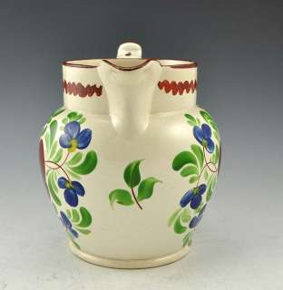English Gaudy Dutch Welsh Floral Pottery Pitcher 1800s  