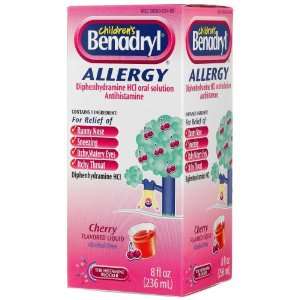 Benadryl Childrens Allergy, Cherry Flavored, 8 Ounce Bottle (Pack of 