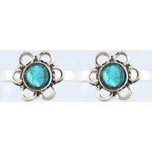  Toe Rings with Blue Glass   Sterling Silver Everything 