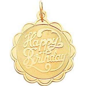  14K Gold Happy Birthday Disc Charm Jewelry