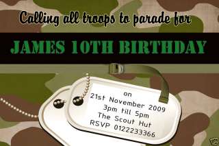 Army Soldier Camo Boys Party Invitations Invites  