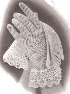 Vintage Irish Crochet Fishnet Lace Mesh Gloves PATTERN  