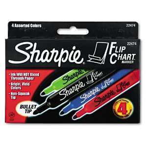  Sharpie 22474 Sharpie Flip Chart Markers, Bullet Tip, Four 