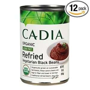 Cadia Organic Low Fat Refried Vegetarian Black Beans, 16 Ounce (Pack 
