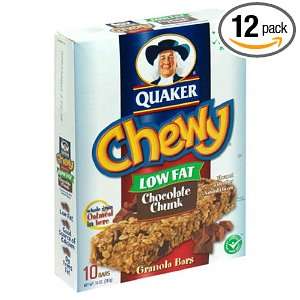 Quaker Chewy Granola Bar Low Fat Chocolate Chunk, 10 Ounce Boxes (Pack 