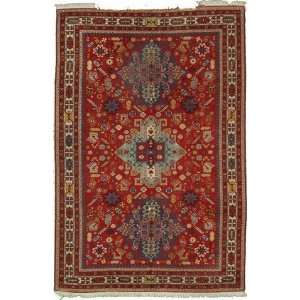    69 x 101 Red Hand Knotted Wool Turkish Rug Furniture & Decor