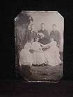 Antique PHOTOGRAPH   TINTYPE PHOTO 3 Women, 3 Men, Stud