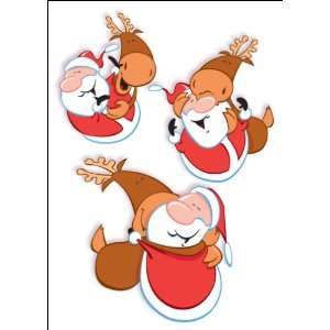  Santa & Reindeer Montage Christmas Card Box Set of 10 