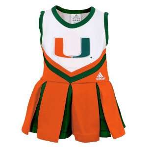  Adidas Miami Hurricanes Preschool 2 Piece Cheerleader Dress 