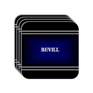 Personal Name Gift   BEVILL Set of 4 Mini Mousepad Coasters (black 