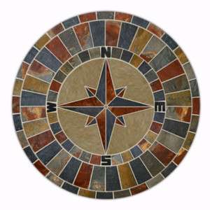 43 NATURAL Slate Compass Design Mosaic Tile Medallion  