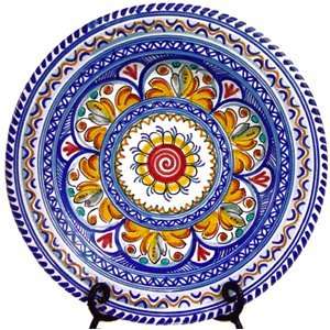 Handmade Ceramic Plate from Spain. Multicolor Pattern  