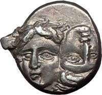 ISTROS in Thrace Gemini Disocuri Twins Eagle 400BC Ancient Silver 