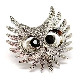  Gorgeous XX Large Ice Crystal Covered Owl Head Ring on 
