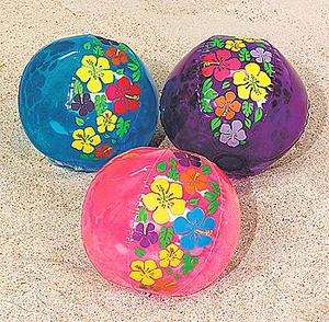 12 Luau HIBISCUS Flower BEACH BALLS Dozen Tropical Favors NEW 