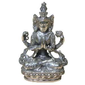   Silver Statue Beloved Tibetan Bodhisattva Chenrezig 