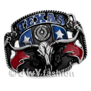 THE STATE OF TEXAS OX Bull Head Mens Buckle Leather Belt vr091  