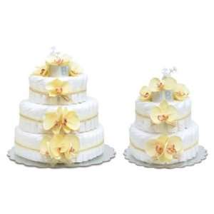  Baby Diaper Cake Yellow Orchids (2 or 3 Tiers)