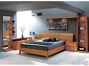 Brescia Complete Modern Natural Wood Bedroom Set (Queen  