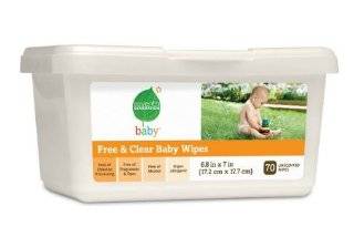 Seventh Generation Free & Clear Baby Wipes, 70 count Tubs (Pack of 12 