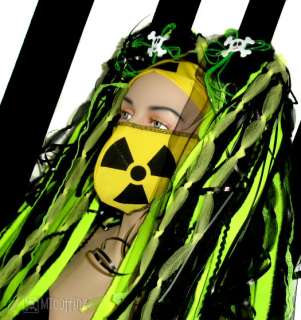 This Mask is Neon Yellow breathable cotton with a black Nuke Symbol.