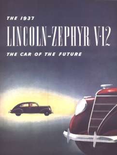 1937 Lincoln Zephyr V 12 Color Brochure  