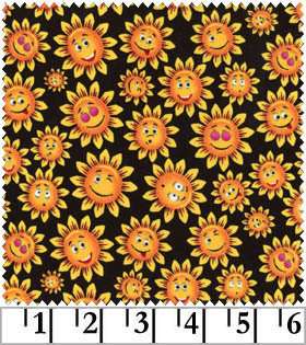 smile faces Sunflower cotton Fabric BTY  
