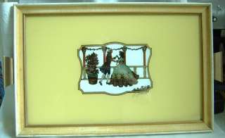 ART DECO REVERSE PAINTING ON GLASS TRAY SILOUETTE NICE  