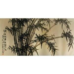   Black and White Bamboo Grove II  Watercolor Ink on Rice Paper Kitchen
