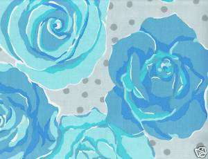 Quilt Quilting Fabric Olive Rose Ice Blue Polka Dot  