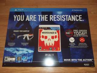   Promo Sign Poster NO GAME   RESISTANCE 3   PS3 Playstation Move  