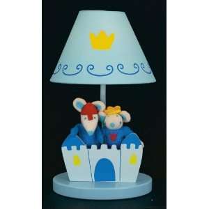   Bee Nursery Childrens Ginna Lamp   Blue Castle with Plush Twin Mice