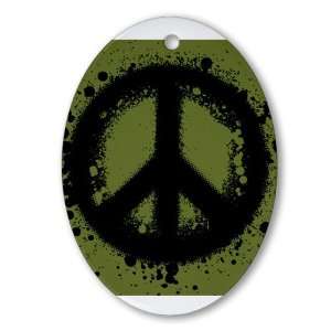  Ornament (Oval) Peace Symbol Ink Blot 