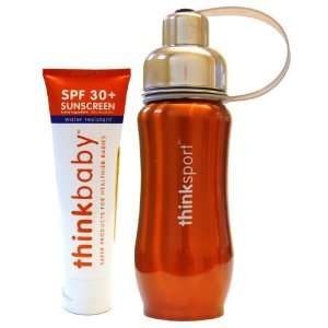 thinkbaby Safe Sunscreen SPF 30 +, 3oz bottle and thinksport Stainless 