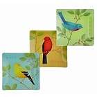 Set of 3 Glass Plates Grasslands Road BIRDS Red,Blue,Yellow Hope,Dream 