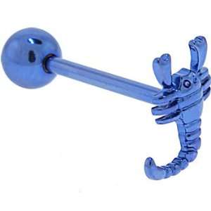  Blue Titanium Anodized 3 D Scorpion Barbell Tongue Ring 