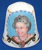   ELIZABETH II DIAMOND JUBILEE CHINA THIMBLE BY MUSEUM COLLECTIONS LTD