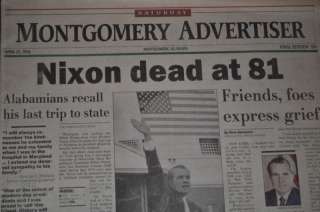 RICHARD NIXON DEAD AT 81 NEWSPAPERS/BHAM NEWS,MONT ADV  