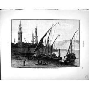    Palestine 1881 View Girgeh Mooring Place Boats Sea