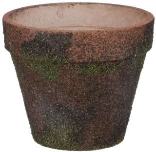 This set of 12 terra cotta moss covered flower pot makes a beautiful 